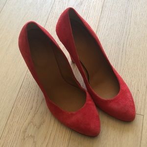 (New) Madewell 1937 Film Noir Red Suede Heels